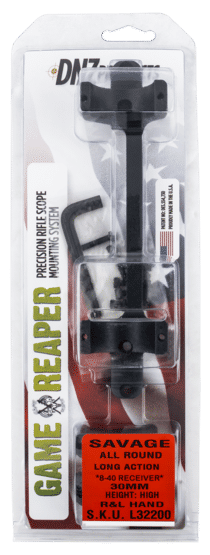 DNZ Game Reaper 30mm High Scope Mount for Savage Round Receiver Long Action uses 8-40 screws